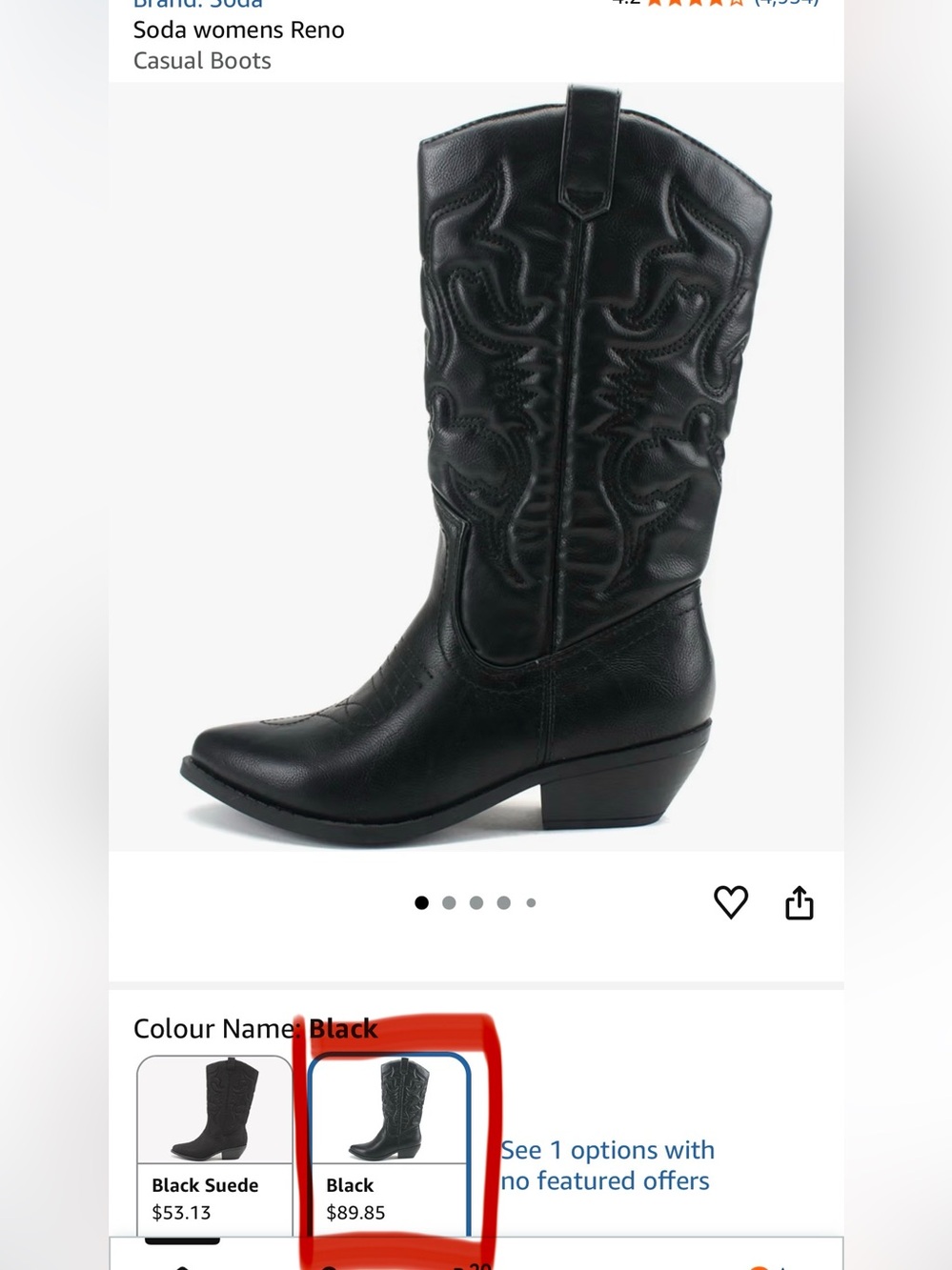 Soda Reno Western Boot Heeled Boots in Black new